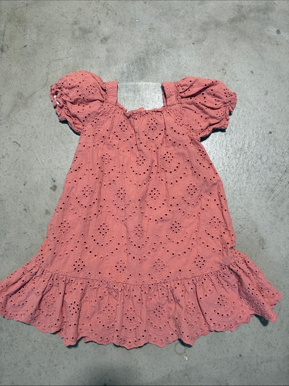 Janie and Jack Coral Eyelet Puff-Sleeve Dress